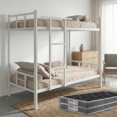 Imagem de Cama Beliche Solteiro Industrial Aço Carbono Super Reforçado 120kg Com