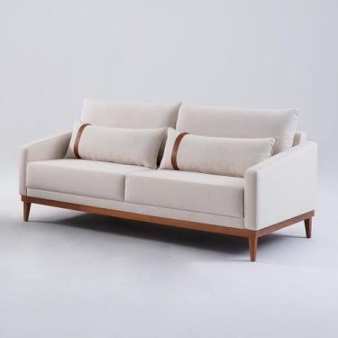 Imagem de Sofá Living Fixo 3 Lugares 200cm Lisboa com Almofada Linho Bege NS - N