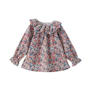 Imagem de Blusa De Algodão Com Babados Para Meninas, Blusa De Renda De Manga Com