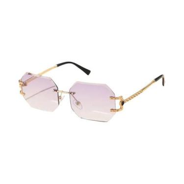 Imagem de Óculos De Sol Retro Sem Armação Para Mulheres, Marca Designer, Lentes 