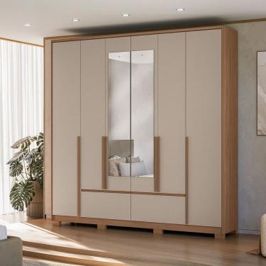 Imagem de Guarda-roupa 6 Portas com Espelho Denver Carvalho/Cinza