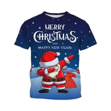 Imagem de Camiseta Casual Confortável Com Estampa 3D De Natal Estilo Harajuku De