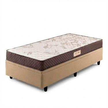 Imagem de Conjunto Box Baú Solteiro Prince Colchão Ecoline Bege Com Floral - ECO