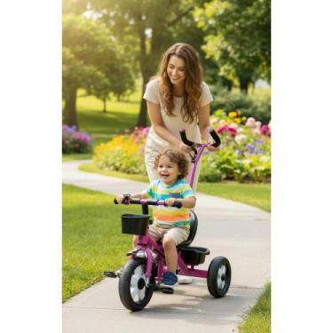 Imagem de Triciclo Rosa Infantil Apoiador Segurança Diversão Garantida - Congrat