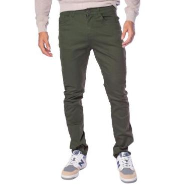 Imagem de Calça Jeans Masculina Gangster Reta Verde Musgo, Musgo, 38