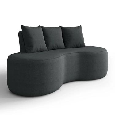 Imagem de Sofá 2 Lugares 160cm Orgânico Viana B10 Bouclê Grafite - Mpozenato