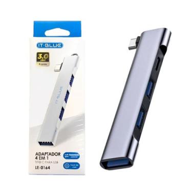 Imagem de Adaptador Hub USB C 4 Portas 3.0 Veloz Compacto Notebook Pc - HUT114, 