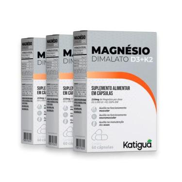 Imagem de Kit 3 Magnésio Dimalato+D3+K2 Katiguá 60 Cápsulas - Katigua