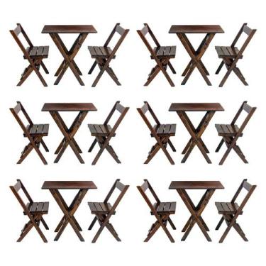 Imagem de Kit 6 Jogos De Mesa Aparador Bar Dobrável Com 2 Cadeiras Em Madeira Ma