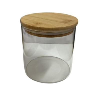Imagem de Pote Hermético Vidro Borossilicato 800ml Tampa Bambu Liso Cozinha Cons