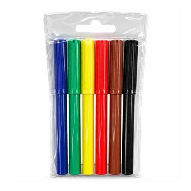 Imagem de Kit Canetinha 6 Cores Lavável Material Escolar - Arts