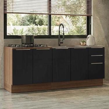 Imagem de Armário De Cozinha Compacta 200 Cm Rustic/preto Lux Madesa 06 Rustic/p