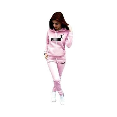 Imagem de Conjunto Esportivo Casual Feminino De Outono Inverno: Moletom Com Capu