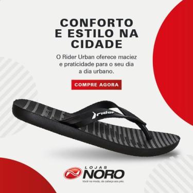 Imagem de Chinelo Masculino Dedo Borracha Macio Casual Rider Urban 12318, Preto,