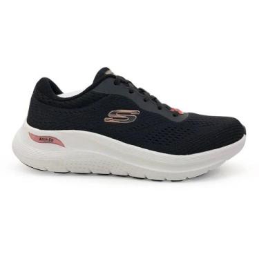 Imagem de Tenis Skechers Arch Fit 2.0 Feminino, Preto, Rosa, Dourado, 36