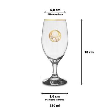 Imagem de Taça Windsor 330ml Série Ouro Palmeiras Oficial Licenciado - BRASFOOT