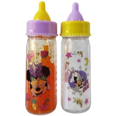 Imagem de Kit 2 Mamadeiras Magica Da Minnie Brinquedo Leite E Suco - Etitoys