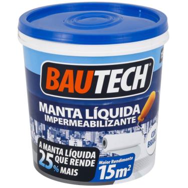 Imagem de Manta Líquida Impermeabilizante Acrílica 15kg 15269 Cinza para Lajes e Telhados Bautech