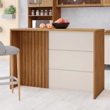 Imagem de Bancada Ilha Para Cozinha Ripado Gourmet Henn, Nature com Areia HP