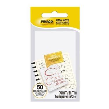 Imagem de Bloco recado adesivo Pima Note Transparente 76x51mm 50 folhas Pimaco