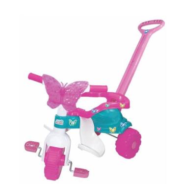 Imagem de Carrinho de Passeio Triciclo Motoca Infantil Butterfly Rosa Sem Luz - 