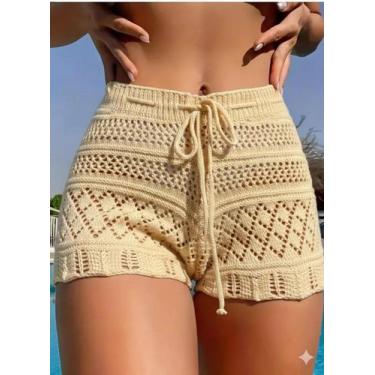 Imagem de Short de Praia Tricot com ajuste na cintura Confortável Férias - Genér