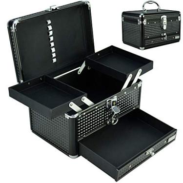 Imagem de Maleta Para Maquiagem e Joias Frasqueira Luxo Preto CBRN11117