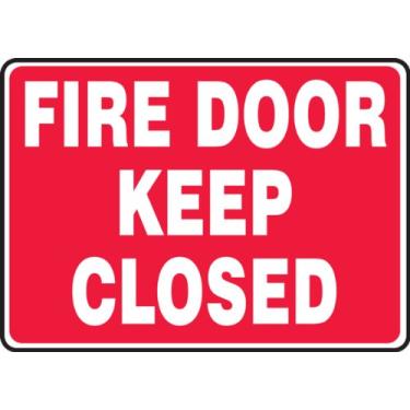 Imagem de Accuform Placa de segurança de vinil adesivo Signs MEXT507VS, Legenda "Fire Door Keep Closed", 17,78 cm de comprimento x 25,40 cm de largura x 0,000 cm de espessura, branco no vermelho