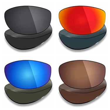 Imagem de 4 pares de lentes polarizadas de substituição Mryok para óculos de sol Oakley Tightrope – Stealth preto/vermelho fogo/azul gelo/marrom bronze