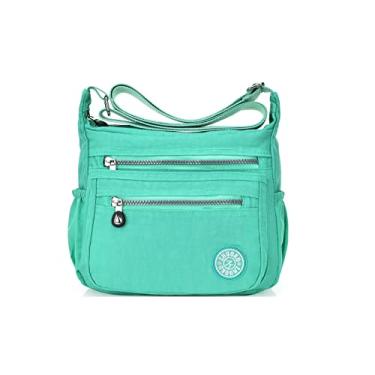 Imagem de JXGSGOGO Bolsas femininas transversais com vários bolsos, casuais, à prova d'água, bolsa de ombro, Verde, Medium, Macio