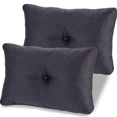 Imagem de Kit 2 Peças Almofada com Enchimento Flocos de Espuma Capitone com Botão Jacquard 45x65cm - BF Colchões 