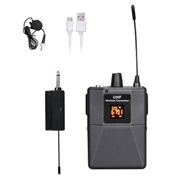 Imagem de Kiboule Sistema de microfone portátil Microfone de lapela sem fio Microfone de lapela com 1 transmissor e 1 receptor compatível com câmera DSLR Alto-falante de smartphone para entrevista vídeo gravação