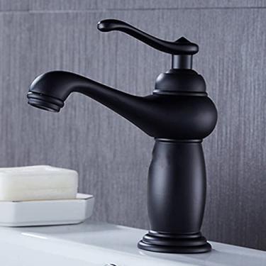 Imagem de Torneira de bacia preta do banheiro misturador de latão com cerâmica para banheiro,1