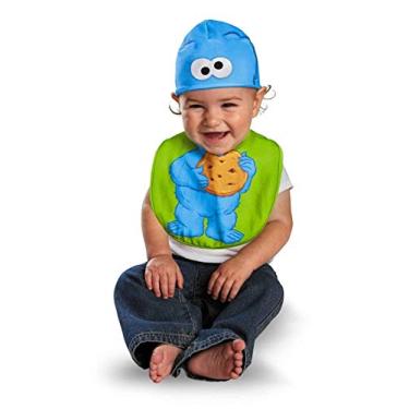 Imagem de Disguise Fantasia Babador e chapéu infantil Drool Over Me Sesame Street Cookie Monster, azul/verde, 0-12 meses, Azul/verde, 0-12 Months