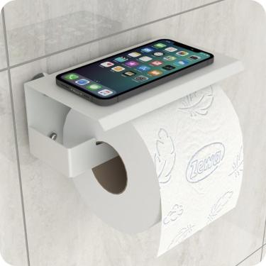 Imagem de Porta Papel Higienico Celular Papeleira Ventosa Branco ELG