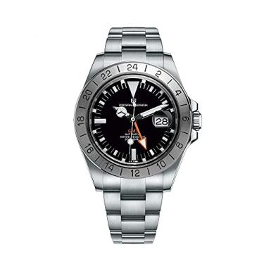 Imagem de Pagani Design Relógio de pulso masculino mecânico automático GMT 42 mm à prova d'água aço inoxidável vidro safira, Sblack, esportivo