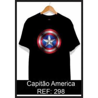 Imagem de Camiseta Capitão América Super Heróis Filmes Geek Preta Gola Redonda -