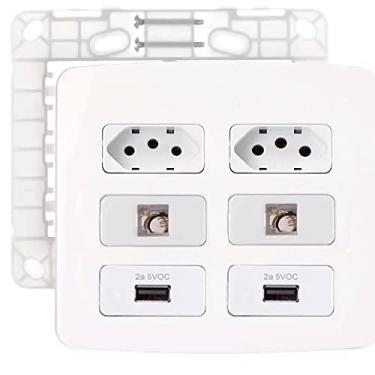 Imagem de Tomada Dupla 10a + 20a + Tomada p Tel+ USB 2A Margirius B3