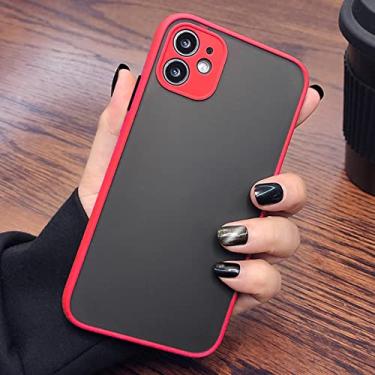 Imagem de Estojo fosco à prova de choque para iPhone 14 13 12 11 Pro Max XR XS X 7 8 Plus SE Mini Luxury Silicone Bumper Clear Hard Cover, vermelho, para iphone14