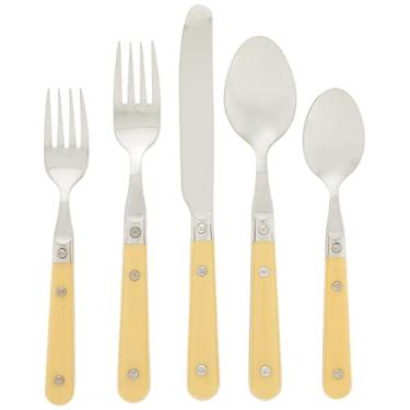 Imagem de Ginkgo International Le Prix Conjunto de talheres de aço inoxidável lavável na máquina de lavar louça, 30 peças, serviço para 6, amarelo, 22704