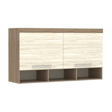 Imagem de Guarda Roupa Maleiro Aéreo Casal 1,38 m Ponte - Módulo Dormitório Master - Guarda Roupas Modulado Luciane Cor:Ártico Rús