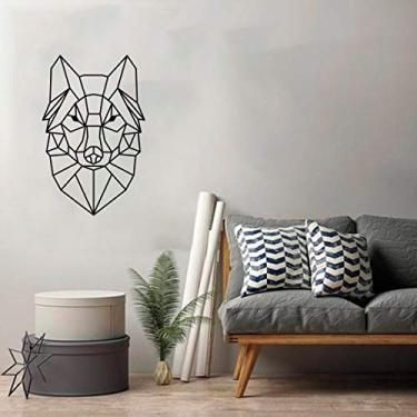 Imagem de Adesivo De Parede Lobo Geométrico tamanho 50cm x 75cm preto