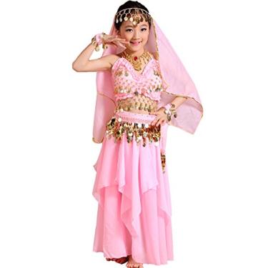 Imagem de Astage - Fantasia de princesa para o dia das bruxas e carnaval, conjunto completo, rosa, tamanho pequeno (para altura 47-53cm)