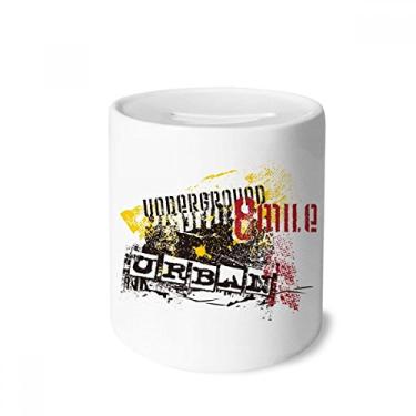 Imagem de DIYthinker Graffiti Street caixa de dinheiro preta laranja padrão urbano caixa de cerâmica porta-moedas presente de cofrinho