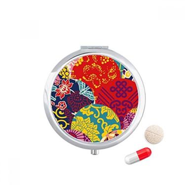 Imagem de Caixa de comprimidos de flores com padrão de nó chinês, estilo japonês, bolso para remédios