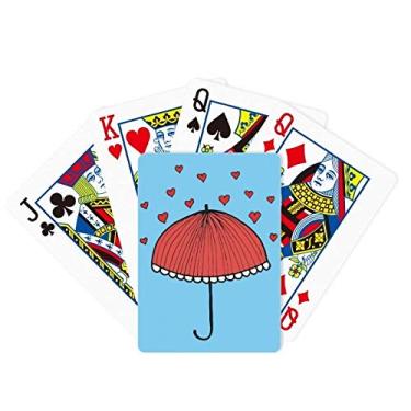 Imagem de Guarda-chuva vermelho rendado coração clima pôquer jogando cartas mágicas divertido jogo de tabuleiro