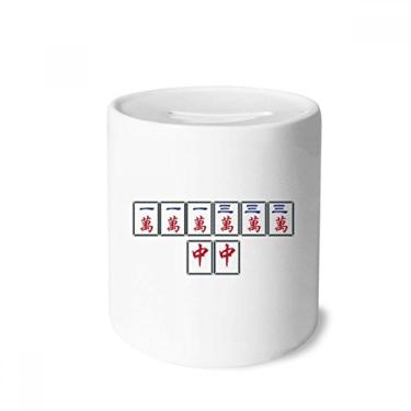 Imagem de DIYthinker Caixa de cerâmica Winning Suit Mahjong Tiles Porta-moedas para presente de cofrinho