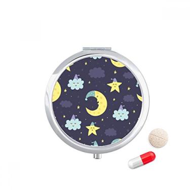 Imagem de Caixa de comprimidos com estampa de lua e noite de desenho animado, caixa de armazenamento de medicamentos