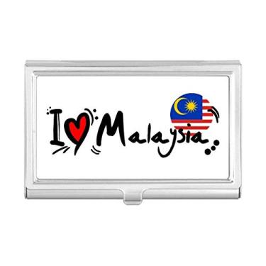 Imagem de I Love Malaysia Bandeira de palavras Amor Coração Ilustração Porta-cartões de visita Carteira de bolso