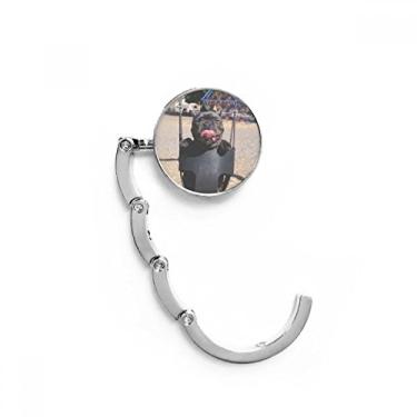 Imagem de Gancho de mesa para fotografia de animais de estimação Bulldog com fecho decorativo dobrável